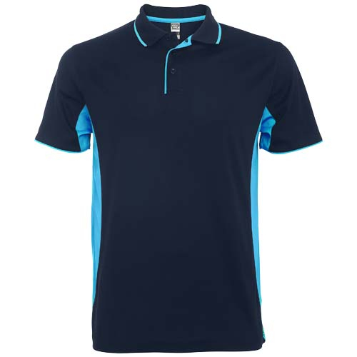 Polo sport personnalisé unisexe Montmelo ROLY Bleu marine et Bleu ciel